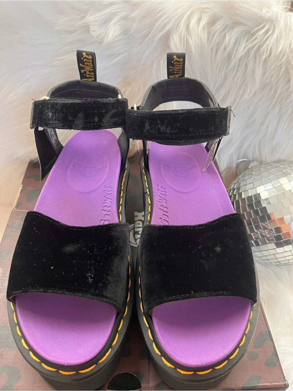 Dr. Martens Strap X-Girl Velvet Platforms Sandals